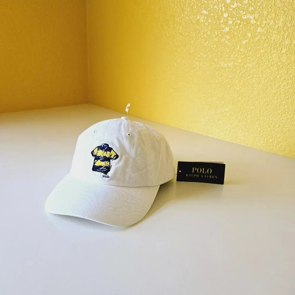 Polo Ralph Lauren Embroidered Cotton Rugby Shirt Twill Sport Cap O/S White NWT - Picture 3 of 9